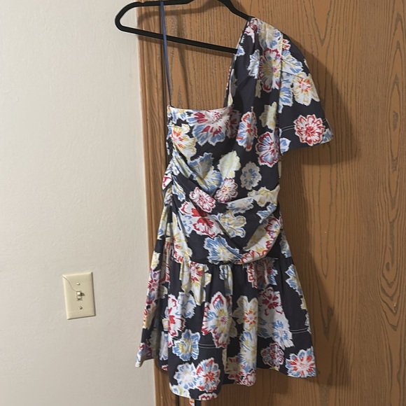 Tanya Taylor Amber Floral One-Shoulder Belted Mini Dress - Picture 3 of 6